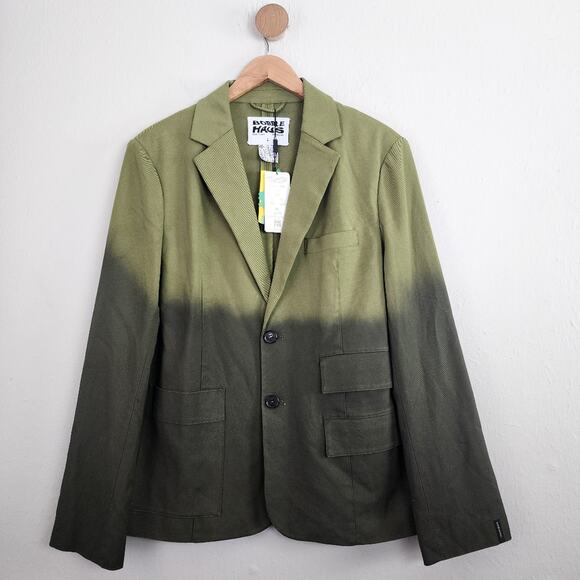 BOBBLEHAUS Green Ombre Tencel Twill Blazer Jacket Men's Large - Picture 1 of 14
